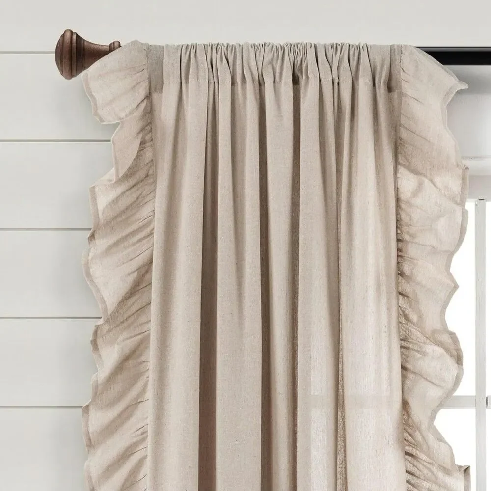 Lush Decor Linen Ruffle Window Curtain Panel (Single Panel), 84